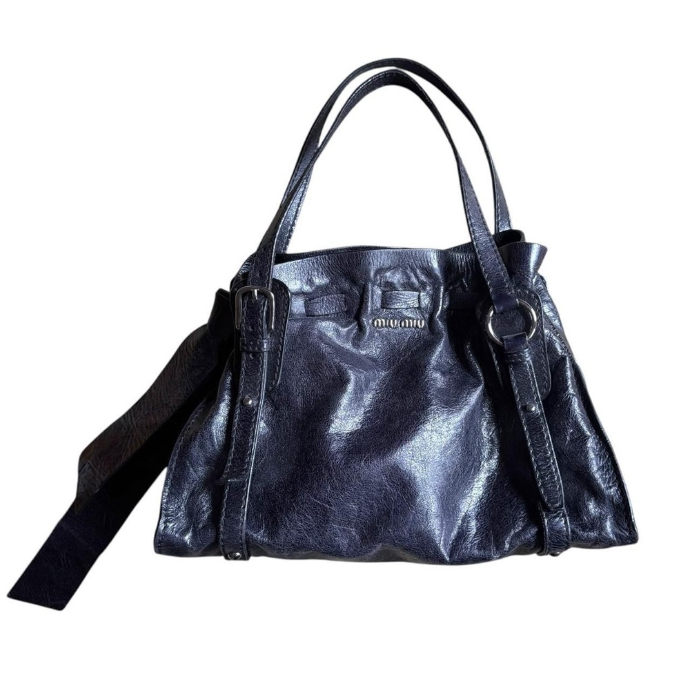 Y2k Miu Miu navy Leather purse